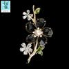 Серебряная брошь «Цветок сливы» с пресноводным жемчугом и серым кристаллом – Ретро придворный аксессуар для ципао для женщин