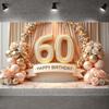 Фон 60-летний юбилей Золотые шары Баннер Празднование дня рождения Счастливого 60-летия Баннер Розы нежно-розового цвета Для официальных мероприятий