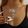 3PC Women's Fashion Trend Design Versatile Flower Necklace Earrings Zircon Set Wedding Banquet Party Holiday Gift