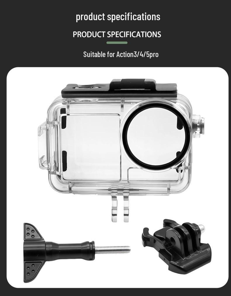 Водонепроницаемый бокс для дайвинга для спортивной камеры DJI Osmo Action 3/4/5 Pro.
