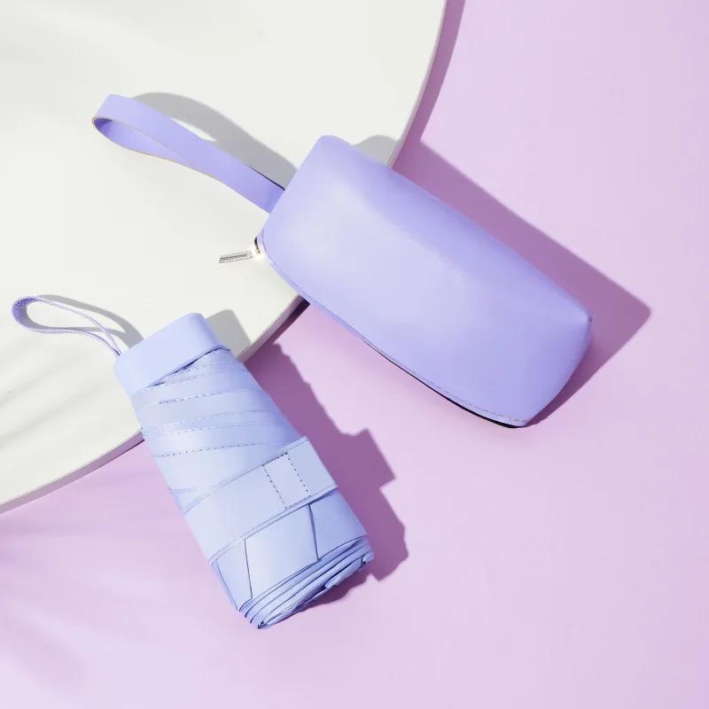 Мини складной солнцезащитный зонт для женщин, солнцезащитный козырек от солнца и ультрафиолета, небольшой портативный карманный зонтик от дождя и солнца