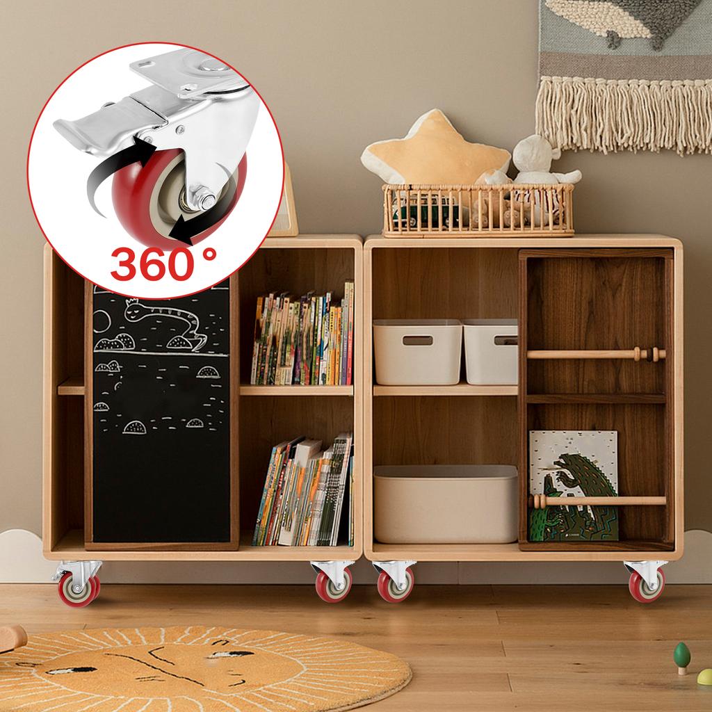 4Pcs 4 Inch Caster Wheel Heavy Universal 360° Swivel Silent Brake Wheels Caster Furniture Wear Platform Trolley Household