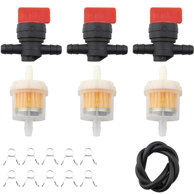 Replacement Fuel Filter Line Intake Hose Kit Fuel Shut-Off Valve 698183 For Small Engine Lawn Mower