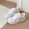 Модные летние повседневные кеды женские новые на платформе с юбкой туфли-батон холщовые туфли дети