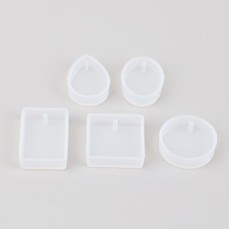 5Pcs/Set Keychain Silicone Mold Set Round Rectangle Pendant Jewelry Making Mould