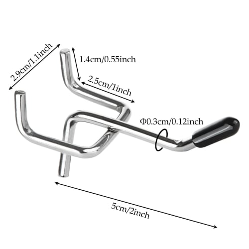 RILIHII 5cm Perforated Board Hook Set with Rubber, T-Shaped, Compatible with 5.5mm Thick Boards, 25mm Hole Pitch, 5mm Hole Diameter, Dedicated Fixing