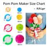 Pom Pom Maker 4 размера Набор инструментов для изготовления помпонов с нитеобрезателем, ножницами, проектом для вязания из шерстяной пряжи для детей и взрослых