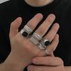 Salircon 8 Pcs Gothic Punk Silver Color Ring Set for Men Creative Irregular Geometric Finger Rings Steampunk Jewelry Accesorios