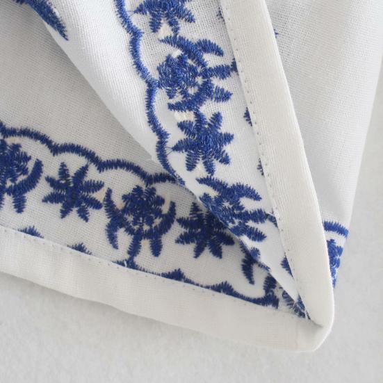 Рубашка с v-образным вырезом и длинным рукавом, однобортная женская блузка с цветочной вышивкой для свиданий