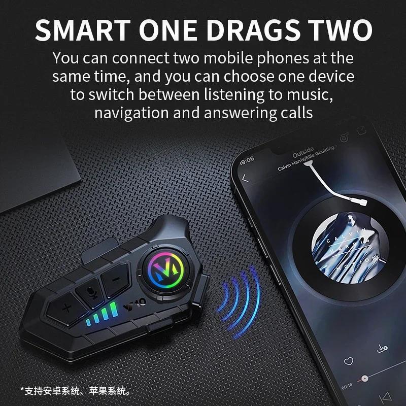 Y10 Pro Max Гарнитура для мотоциклетного шлема Bluetooth 5.3 Громкая связь Водонепроницаемость IPX6 2000 мАч Беспроводные мото-наушники Поддержка голоса