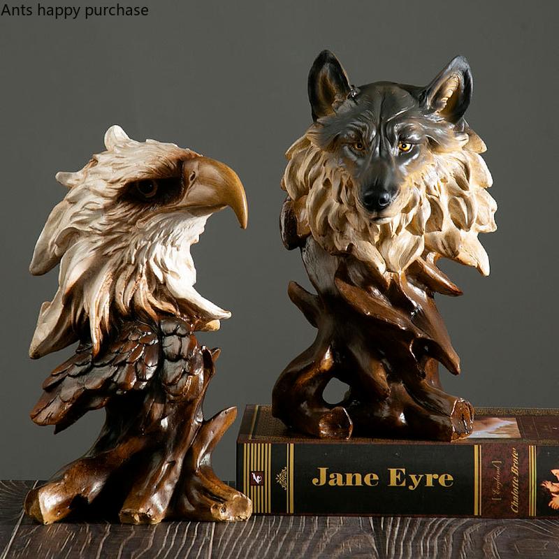 Имитация дерева Голова животного Смоляное украшение Дисплей Украшение Выставочная статуя Скульптура Статуэтка Фигурки Безделушки Поделки
