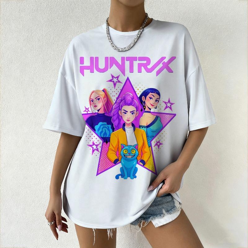 Женские футболки KPop Охотники на демонов Женская футболка оверсайз с аниме-принтом Повседневная футболка на каждый день