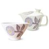 Kunzangama Tea Bowl and Teapot Hasami Made In Japan Tea 240ml Tea Set for Includes Tea Dahlia Purple J-Kitchens Set, Ware, (11x6.5cm Bowl, Teapot,
