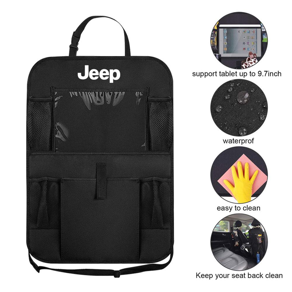 CQAHOI1 Car Interior Organizer Accessories Multi Pocket Seat Back Storage Bag For Jeep GrandCherokee Wrangler Gladiator Compass Renegade