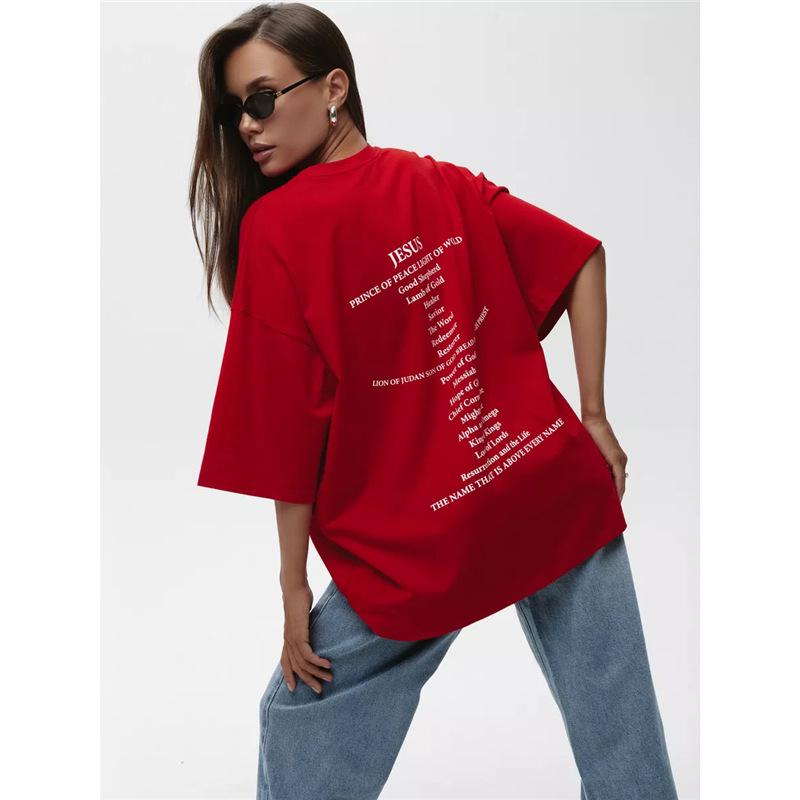 Универсальная футболка оверсайз из 100% хлопка с простым принтом, с коротким рукавом, из плотной ткани, повседневный летний топ