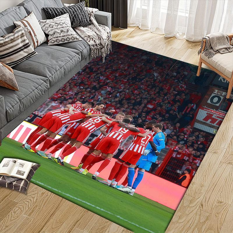 Union Berlin Players Flannel Printed Carpet, Home Sofa Decoration for Living Room & Bedroom, Non‑Slip Play Flannel Floor Mat for Game Room
