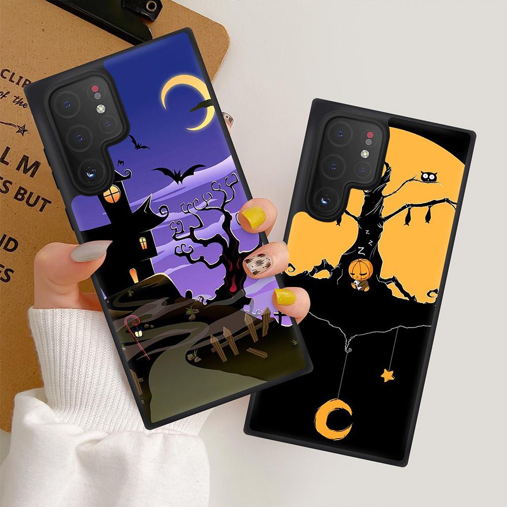 Halloween Phone Case For Samsung Galaxy S10 S20 S21 S22 Fe Plus Ultra Note10 Lite A10 A20 A30 A52 A71 A72 Moonlit Night Fundas