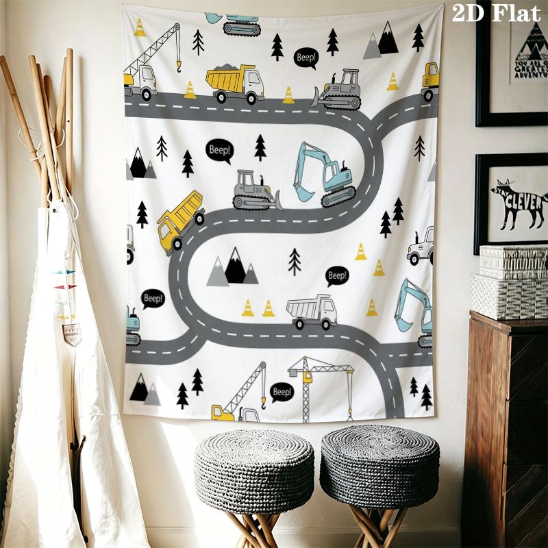 Cute Vehicle Wall Tapestry Aesthetic Wall Hanging Printed Fabric Blanket Decorative Tapestries for Bedroom Living Room Home Decor