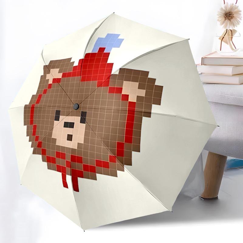 1 шт. Автоматический складной зонт Pixel Bear, Компактный дорожный зонт для, Подарок на день рождения/Рождество 5007