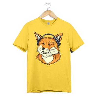 Футболка с принтом 'Chill Fox Headphones' Унисекс Животное Любитель Музыки Милый Расслабленный Графический Подарок
