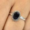 Кольцо с черным ониксом и овальным драгоценным камнем, кольцо с камнем из стерлингового серебра 925 пробы, кольцо с безелем, эффектное кольцо, кольцо в стиле бохо, кольцо для праздничной одежды