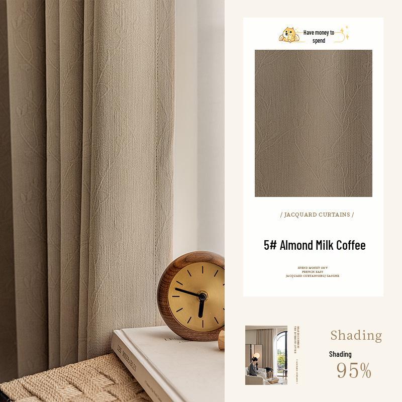 Cream Chenille Blackout Curtains for Living Room and Bedroom