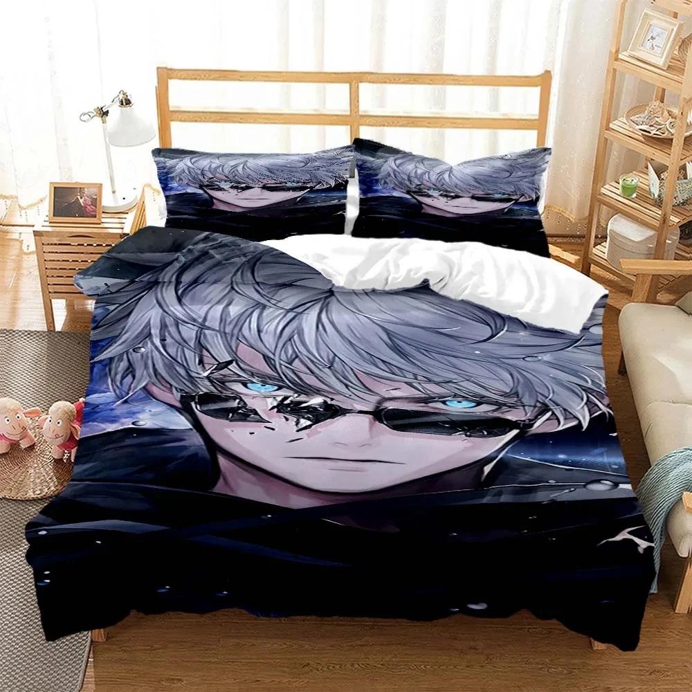 Постельное белье с рисунком аниме дзюдзюцу кайсен с 3D-печатью, комплект постельного белья размера «queen size», мягкий и удобный, индивидуальный комплект постельного белья размера «king size»