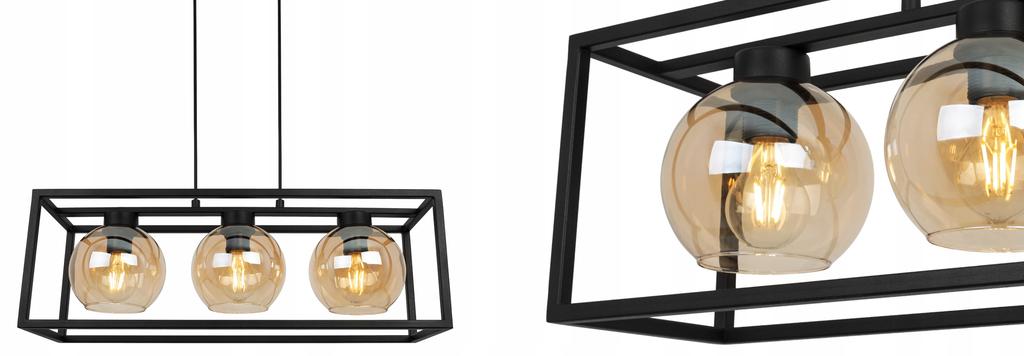 HANGING LAMP CAGE ELEGANT GLASS BALL HONEY
