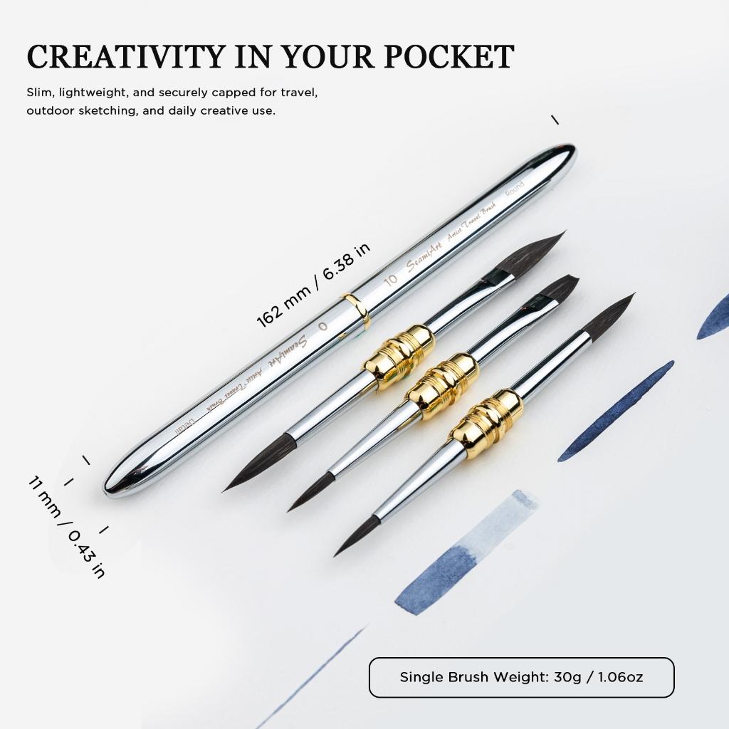 SeamiArt Dual Brush Tip Travel Painting Brush Nylon Hair Portable Drawing Pen for Watercolor Acrylic Gouache