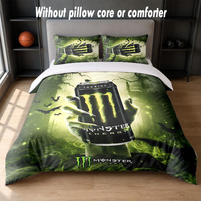 Monster Energy Design Bed Bedding Set 1 Duvet Cover + 2 Pillowcases Soft Breathable Household Bed Linens
