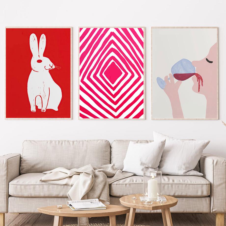 Дэвид Шригли Винный поезд кролик забавные настенные художественные принты холст живопись абстрактный плакат на скандинавскую тему настенные панно Декор в гостиную