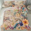 Набор пододеяльника с художественным красочным цветочным принтом, мягкое дышащее немнущееся постельное белье с наволочками, можно стирать в машине