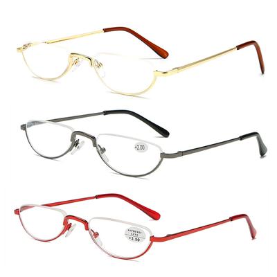 Сверхлегкие металлические очки для чтения в полуоправе в стиле ретро, портативные мужские и женские читатели, оптические очки в маленькой оправе, очки