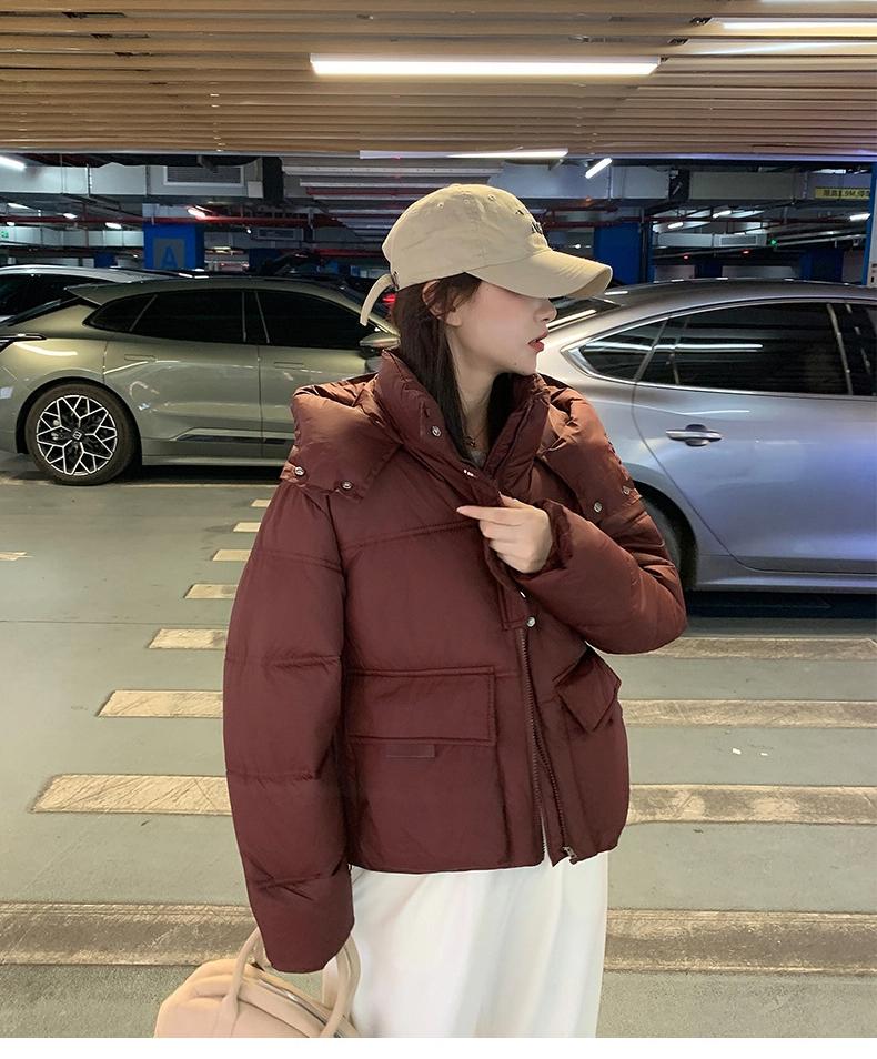 Женская короткая ветрозащитная теплая зимняя куртка с капюшоном и рукавами реглан