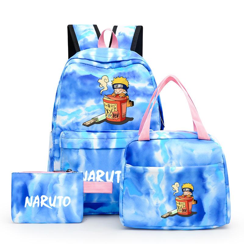 3 шт., школьный рюкзак в стиле аниме для девочек Y2K с сумками для обеда, школьный рюкзак, комплект холщовых сумок, детская сумка-ручка