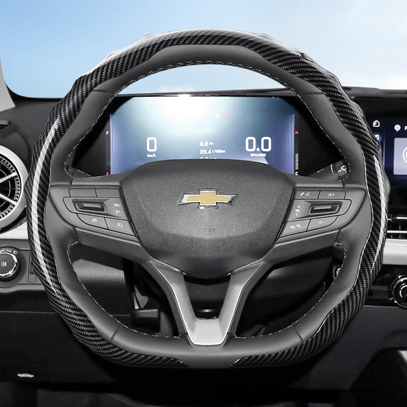 Подходит для Chevrolet Накладка на руль с текстурой под карбон, защелкивающаяся, волнообразной формы, спортивный дизайн, Silverado, Malibu, Equinox, Traverse, Camaro, Corvette
