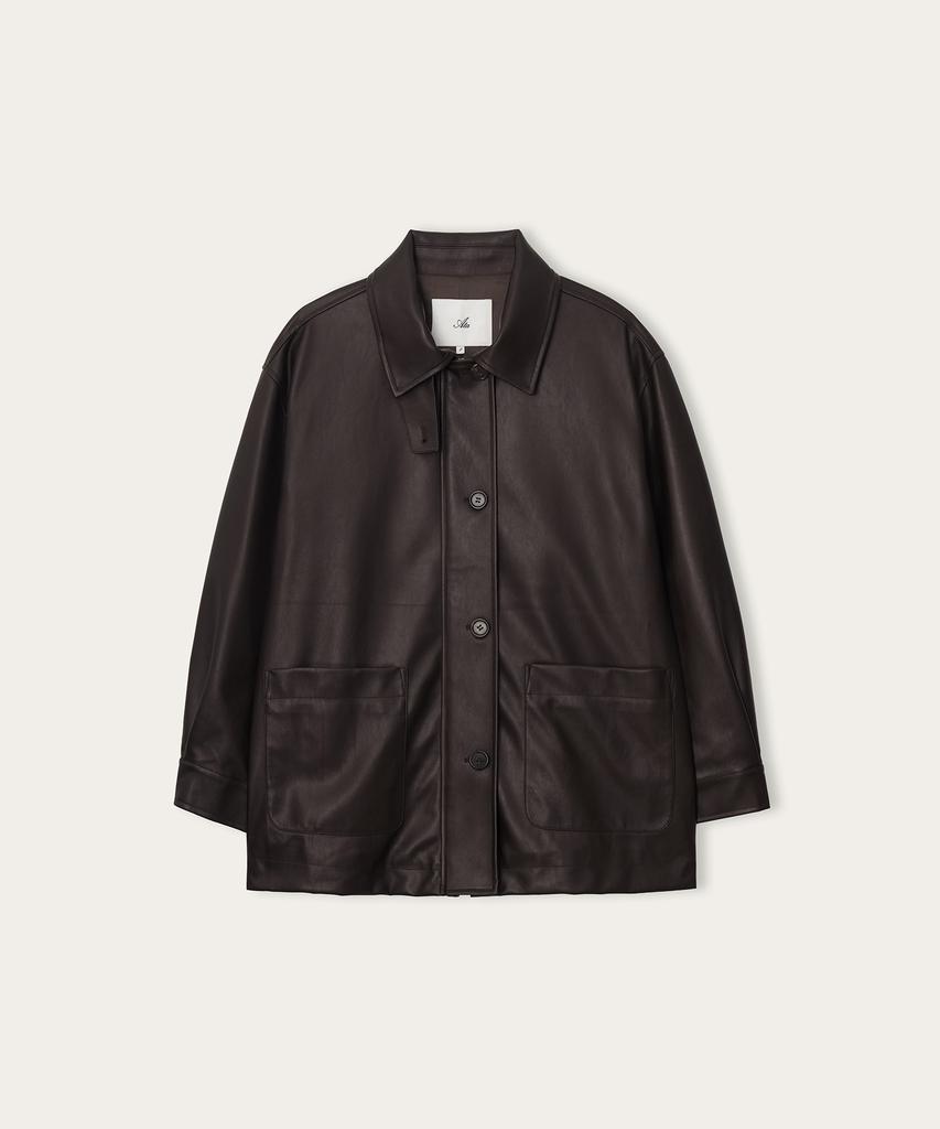 ATA Labelo Vegan Leather Jacket_Dark Brown