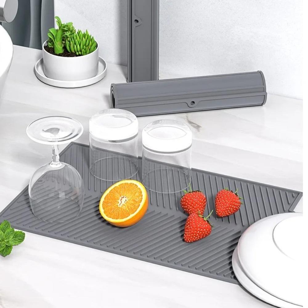 Silicone Water Filter Pad Drying Pad Countertop Mat Folding Dish Draining Mat Cup