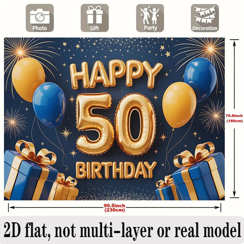 Party Backdrop 50Th Birthday Balloon Flat Banners Golden Celebrations Wedding Enthusiasts Photo Booth Background Front Door Decor