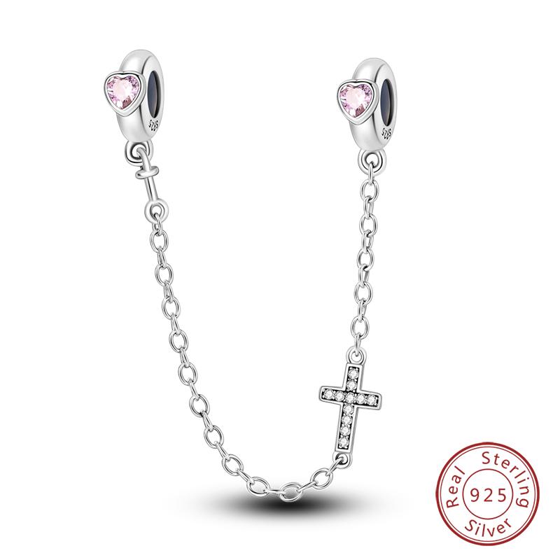 Серебро 925 пробы Форма Сердца Замок Ког Кошки Фантазийный Узор Цепочки Безопасности Подходят для Браслетов Qikaola DIY Украшения