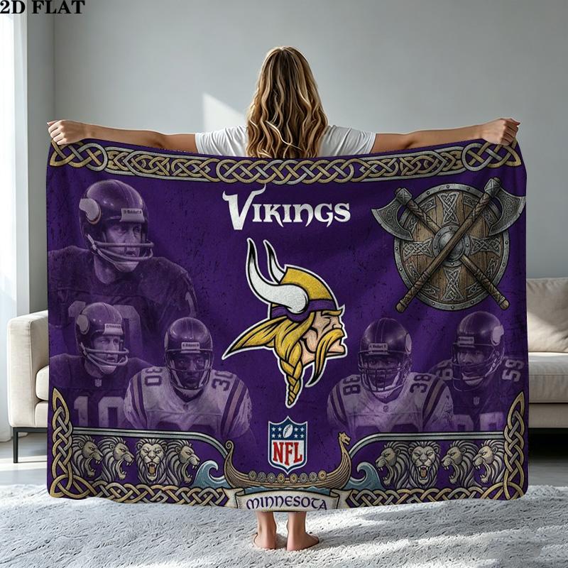Minnesota Vikings Logo Print Flannel Blanket High Quality Warm Comfortable Cover for All Seasons Perfect for Gifts Home Decor