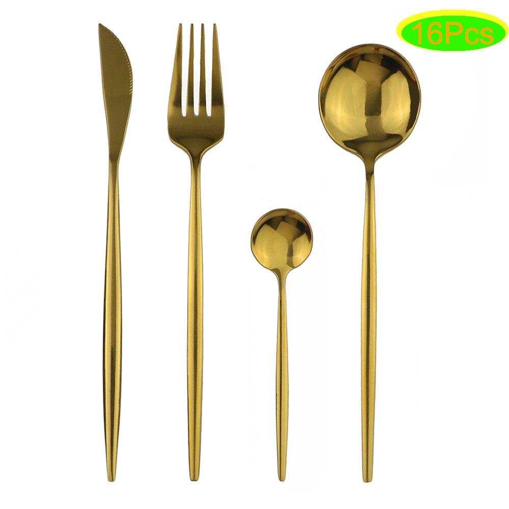 16 шт. черный набор столовых приборов 18/0 набор столовой посуды из нержавеющей стали кухонный золотой набор посуды нож вилка ложка столовые приборы
