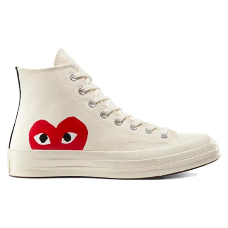 Мужские кроссовки Comme des Garçons Play x Converse Chuck 70 High Молочные 2023 Унисекс Кеды Кремово-белые Красный High-Risk-Red A08792C