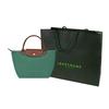 Longchamp Le Pliage Original Минималистичная сумка-тоут для ежедневных поездок Логотип Текстурированный нейлоновый холст и кожа Пельмень Маленькие женские сумки-тоут Шалфей 1621089P84