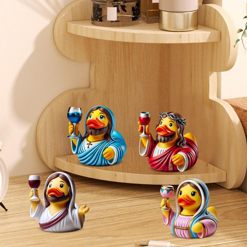 Jesus Duck, Creative Resin Statue Jesus Duck Miniature Animals Multifunctional Christian Decoration Outdoor Animal Decor