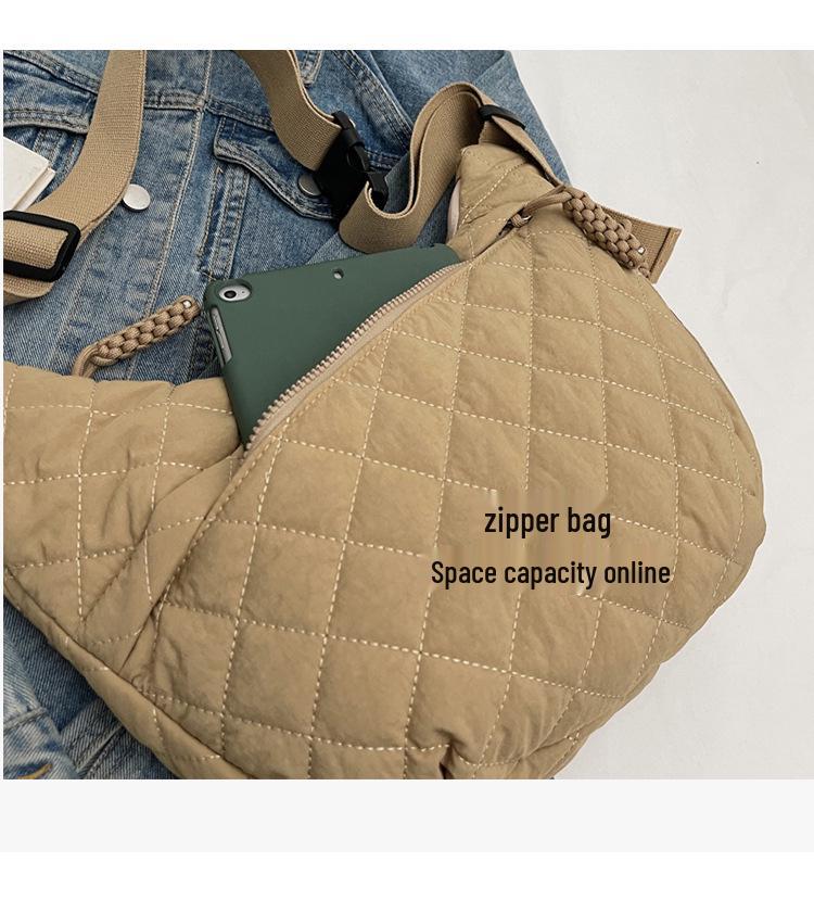 Женская сумка-тоут из нейлона с ромбовидным узором: 2025 Универсальная, Вместительная, Повседневная сумка через плечо и кроссбоди