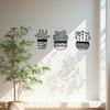 3-Piece Cactus Metal Wall Art Set - Natural Theme, Modern Black Metal Wall Decor