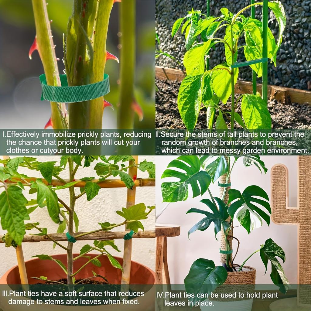 Многоразовые 6-дюймовые регулируемые нейлоновые стяжки для растений с нескользящим покрытием, Идеально подходят для вьющихся растений, Поддержка, Функциональный инструмент | Надежная фиксация