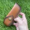 Чехол для складного ножа из тисненой коровьей кожи, чехол для ножен из спилковой кожи, кобура для походного ножа с пряжкой на ремень