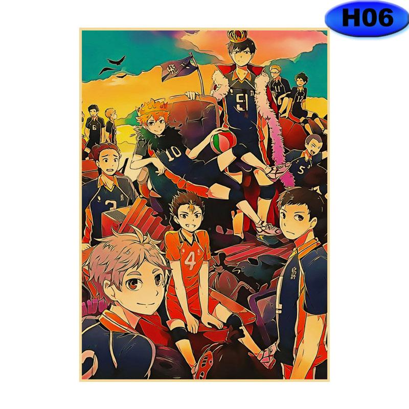 Аниме Haikyuu плакат ретро крафт-бумага волейбольный мальчик принты современное украшение дома настенная художественная роспись Декор комнаты Эстетический